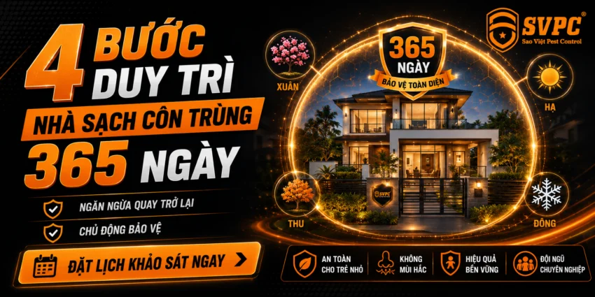 4 Bước Duy Trì Không Gian Sống Sạch Côn Trùng Dài Hạn