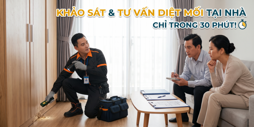 Khảo sát và tư vấn diệt mối tại nhà trong 30 phút